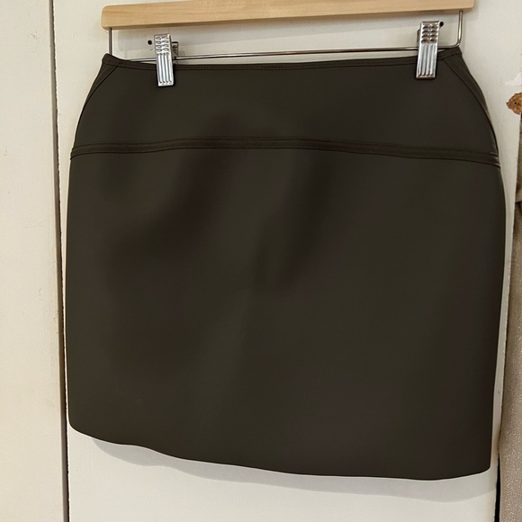 Olive Green Zipper Front Skirt - Picture 2 of 3